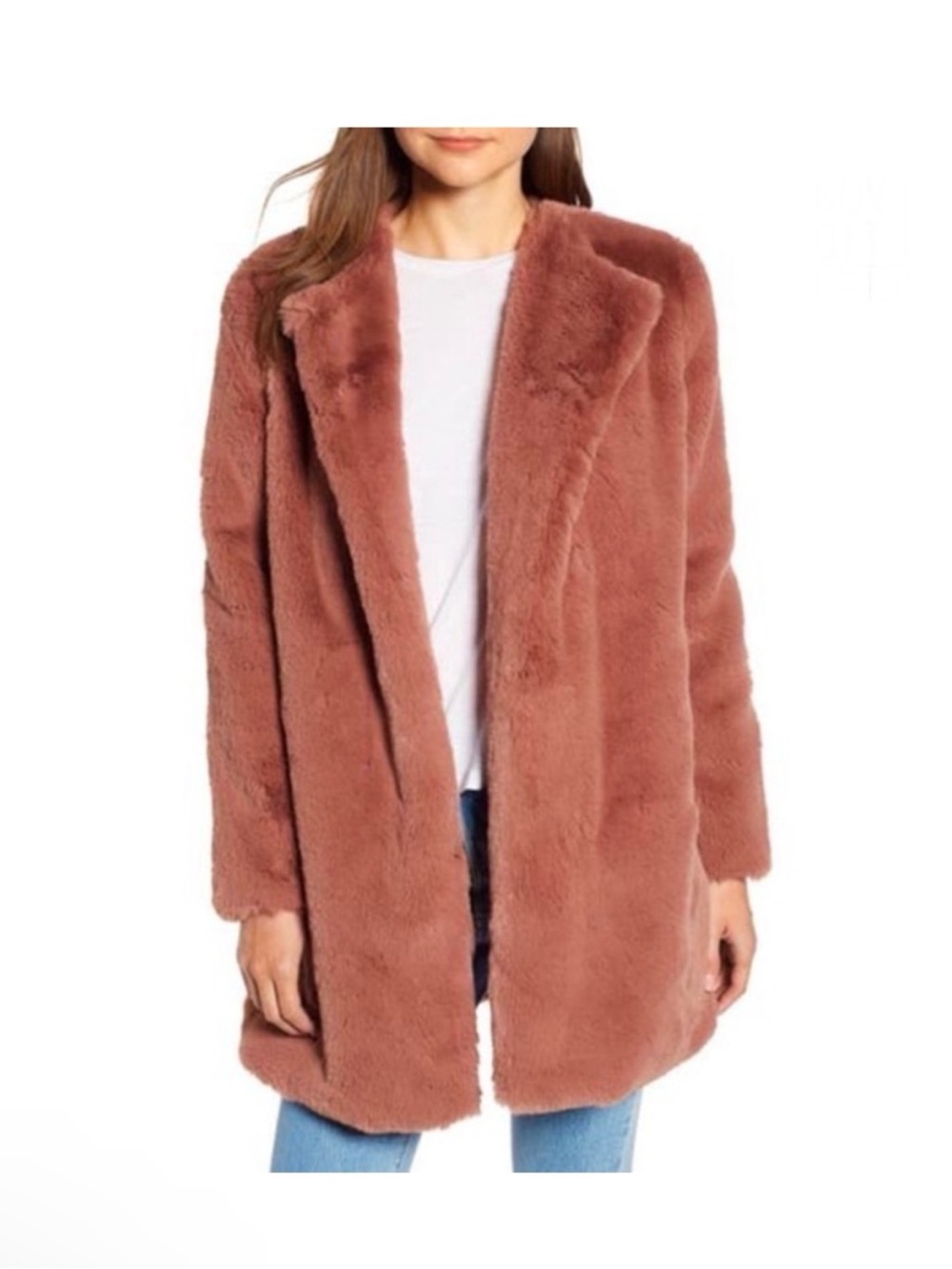 BB Dakota Plush Faux Fur Teddy Coat in Ash Rose Size Small